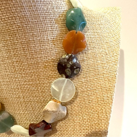 Multi Gemstone Genuine Necklace- orange, tans, browns, greens w/ .925 clasp - Picture 6 of 8